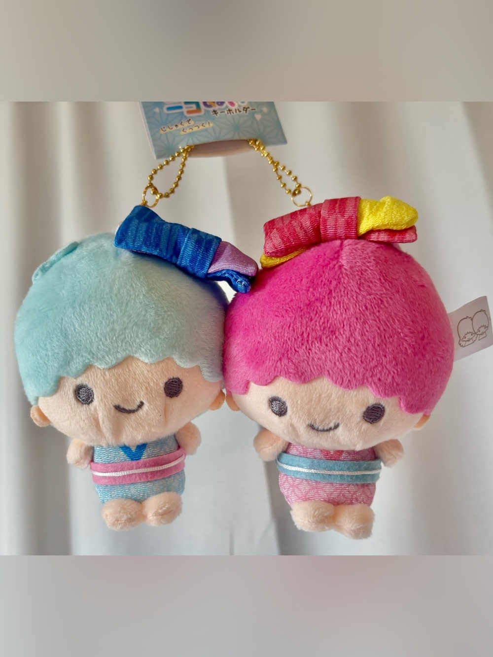Little Twin Stars Kiki Lala Nikonui Magnetic Plush Bag Charm NWT Japan Exclusive